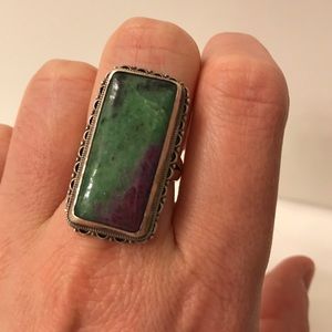 Silver Ruby-Zoisite Ring